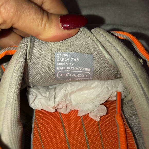 Coach silver / orange sneakers Sz 7.5 - Picture 6 of 6